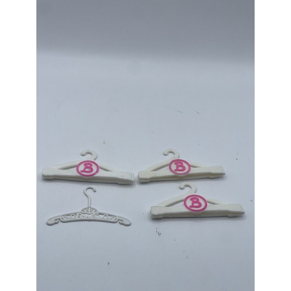 Barbie Vintage Hangars- 1990's Accessories 4 piece white and pink Hangar lot